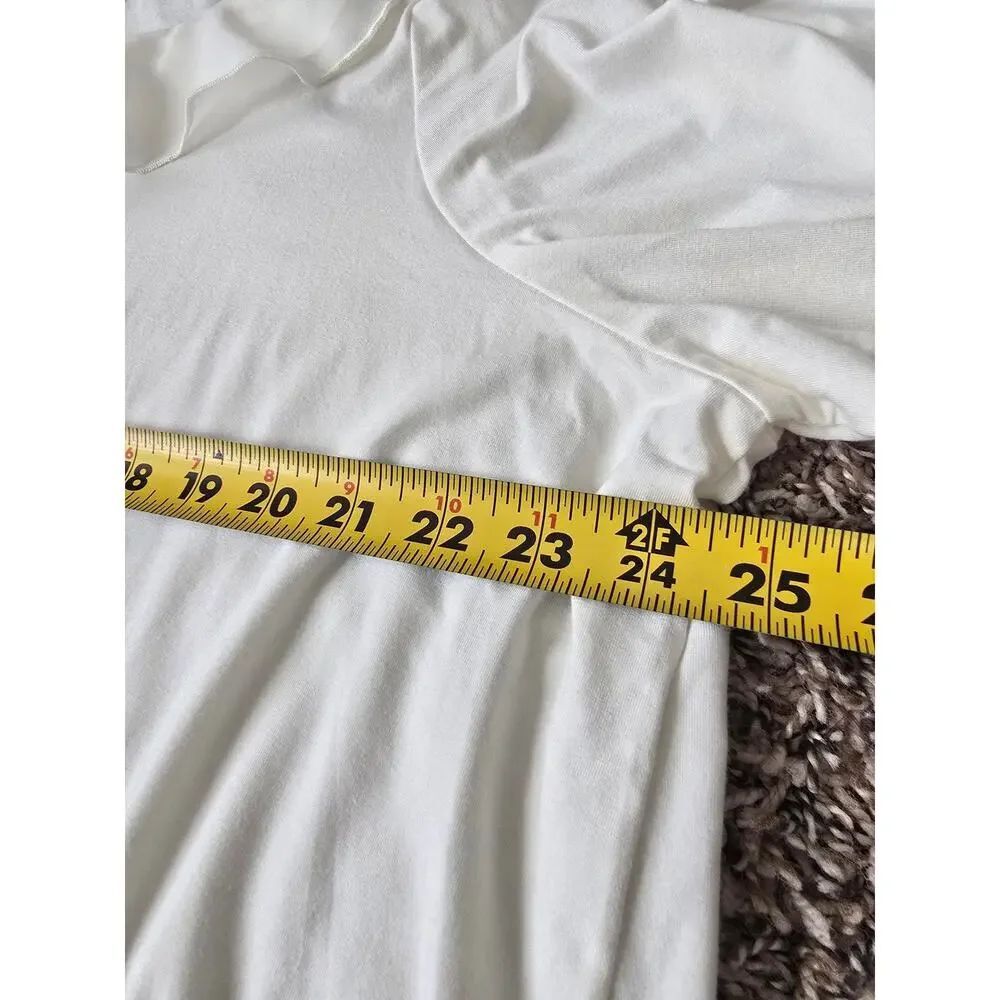 NWT Cable & Gauge 3X White Ruffle V Neck Blouse Plus Size Career Top Minimalist - Picture 6 of 7